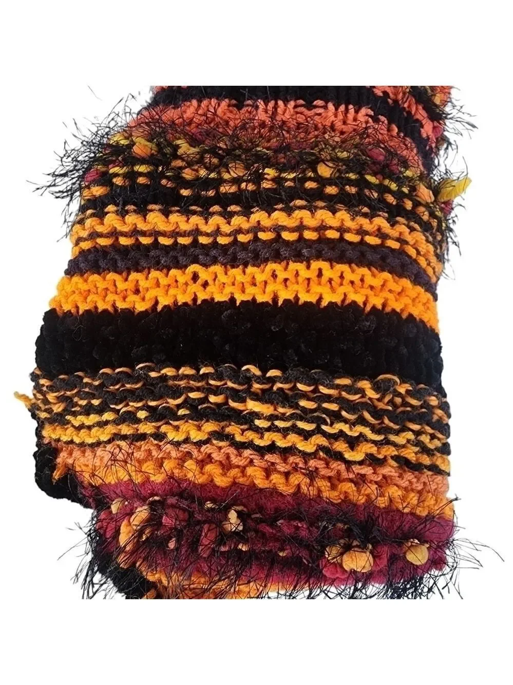 Crochet knit orange & black shawl cover wrap